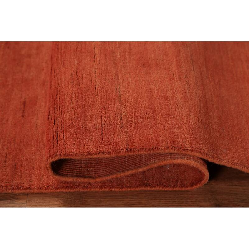 Modern Orange Gabbeh Oriental Rug Handmade Wool Carpet - 4'10" x 6'0"