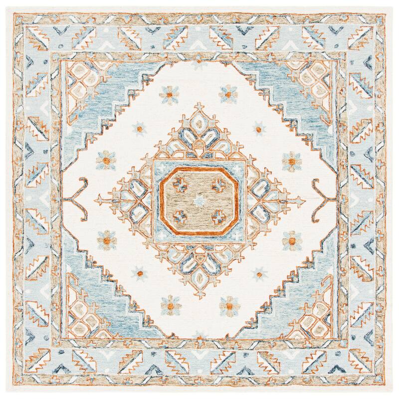 SAFAVIEH Handmade Capri Estebana Contemporary Wool Rug - 7' Square - Ivory/Rust