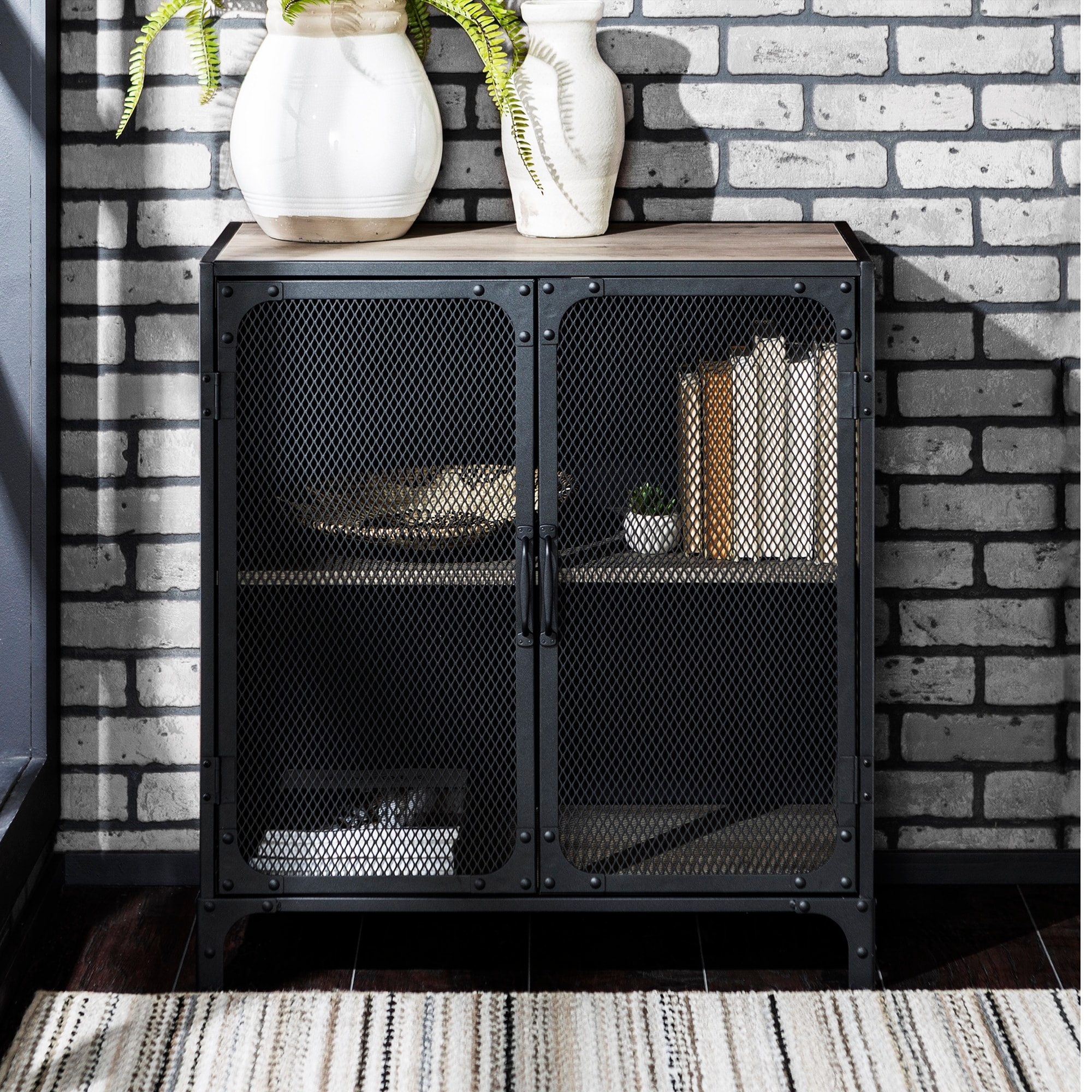 Shop Carbon Loft Pierpont Metal Mesh Accent Cabinet On Sale Overstock 21852903 Grey Wash