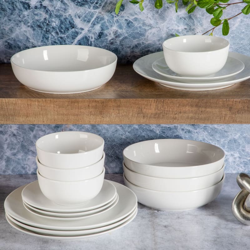 Gibson Home Gracious Dining 16 Piece Double Bowl Dinnerware Set