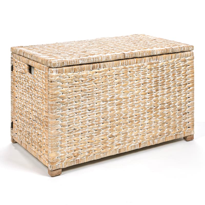 happimess Anada Wicker Weave 30" Storage Trunk, Natural - White Wash
