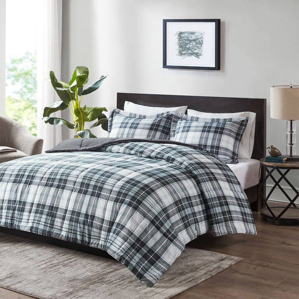 King Plaid Comforter Set Black \u0026 White - Bed Bath \u0026 Beyond - 39990615, image size:1000x1000