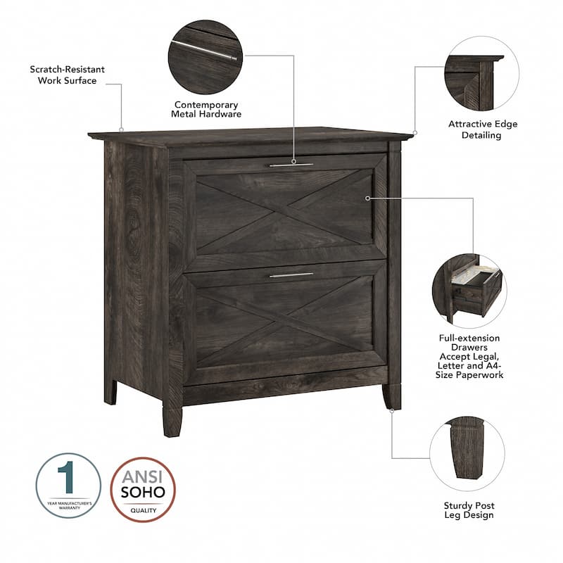 Key West 2 Person Desk Set with Lateral File Cabinet by Bush Furniture