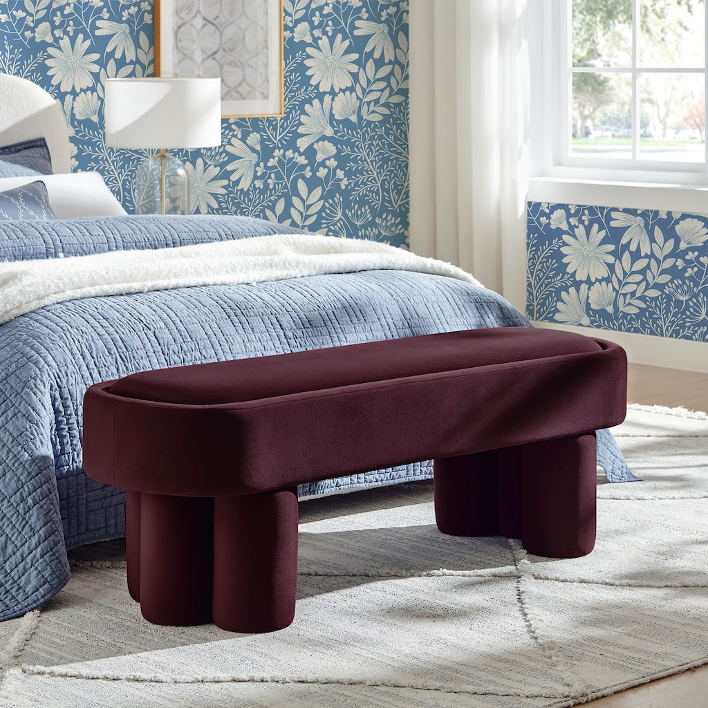 Mossi Oval Performance Velvet Accent Bench