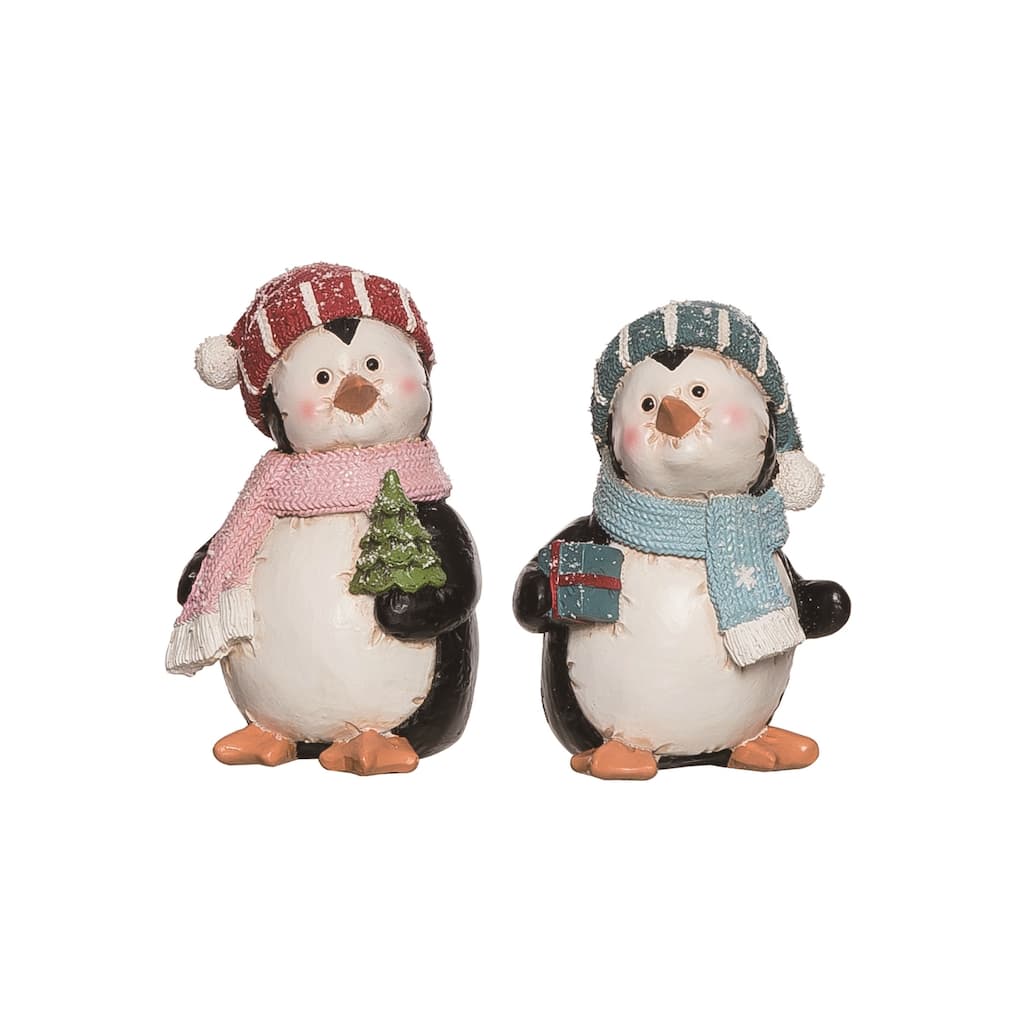 Transpac Resin Cute Penguin Figurine Set of 2 Christmas Home Decorations