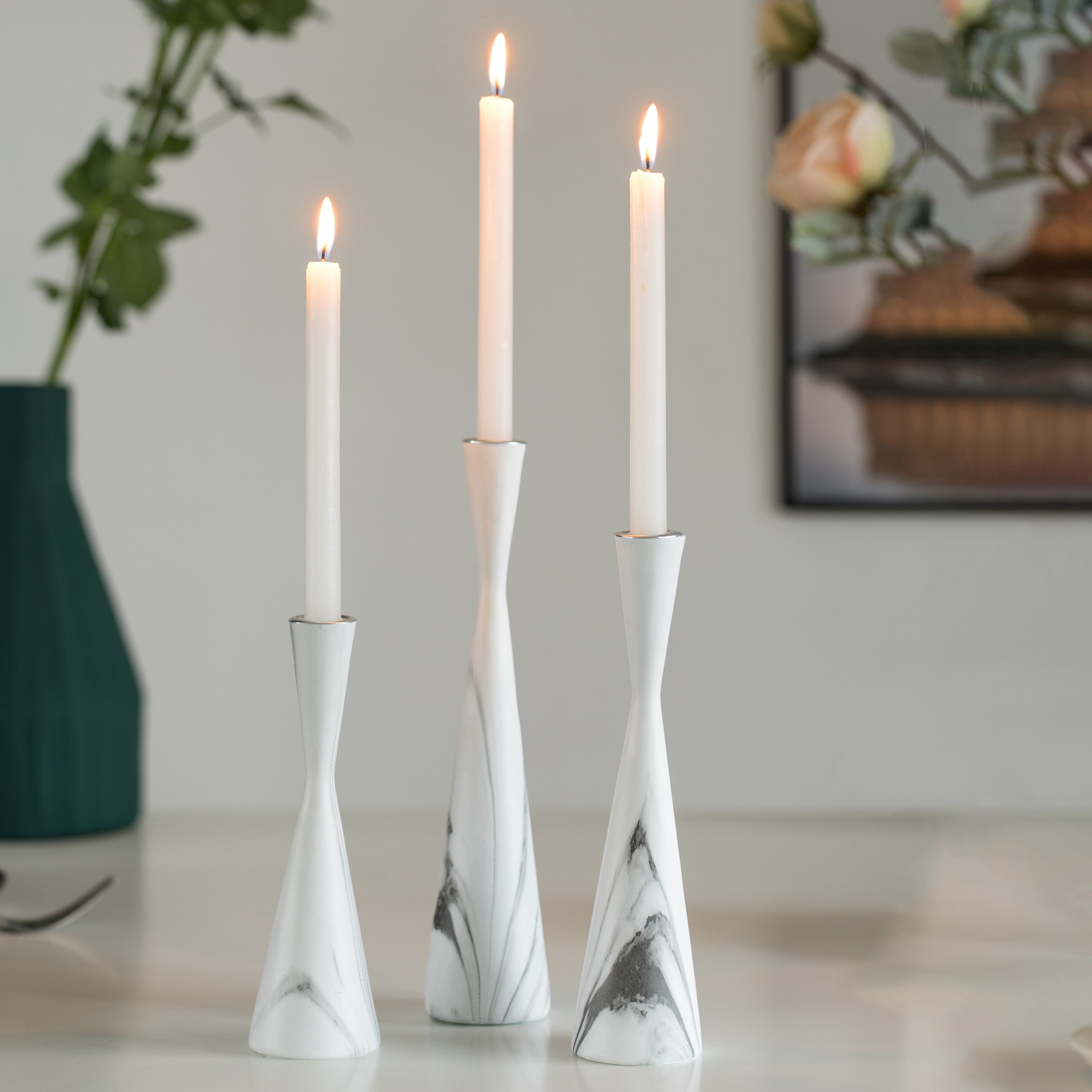 Modern white shop candle holders
