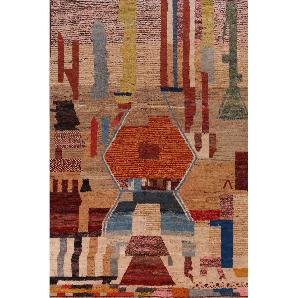 Geometric Moroccan Oriental Area Rug Handmade Modern Wool Carpet - 6'8" x 9'8"