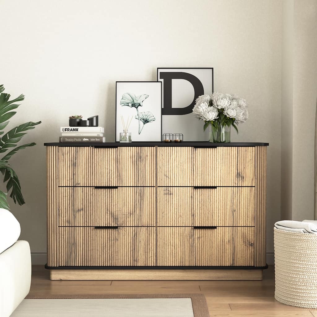 Six-Drawer Armoires, Storage Cabinet with Rounded Metal Corners, Accent Cabinet with Smooth-Glide Drawers