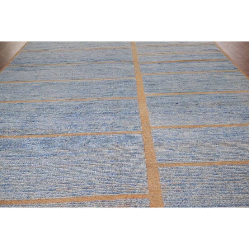Blue Moroccan Large Oriental Area Rug Hand-Knotted Wool Carpet - 10'1" x 14'7"