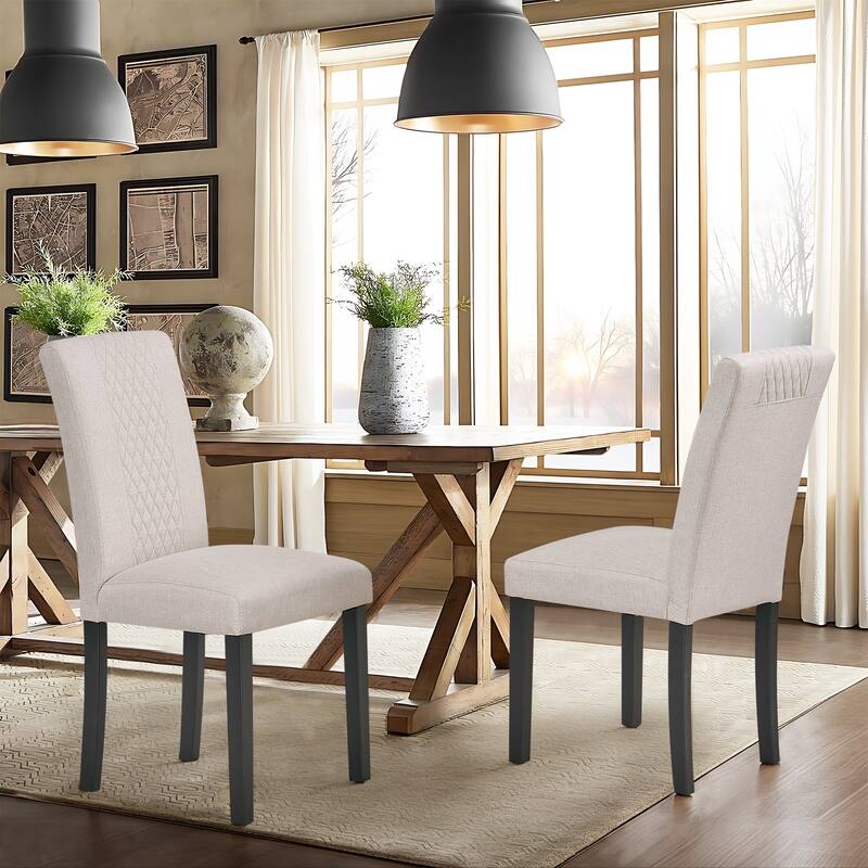 Modern Dining Chairs Set of 2/4/6 Upholstered Dining Chairs with Solid Wood Legs and High Back Dining Room Chairs