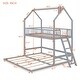 preview thumbnail 28 of 40, Twin Over Twin-Twin House Bunk Bed with Ladder L-Shaped Bunk Bed