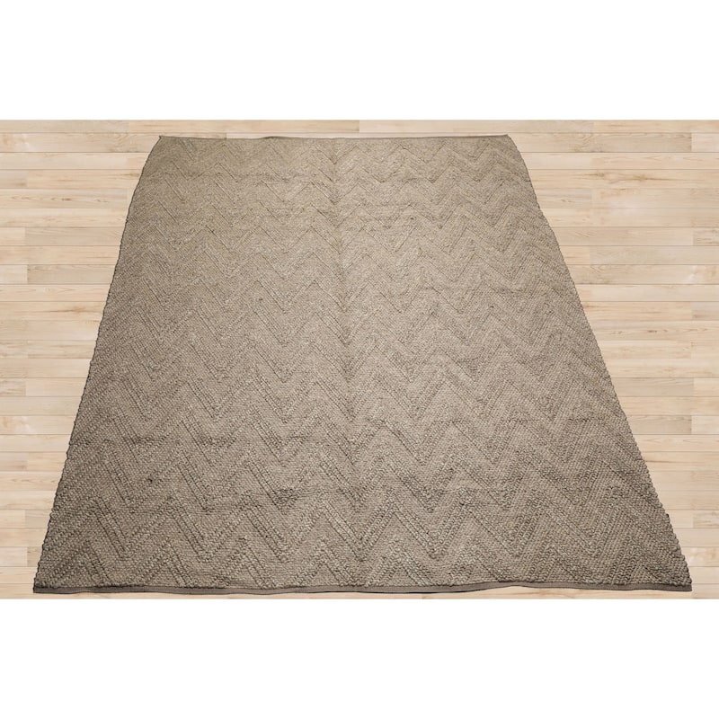 9x12 Tibetano Hand Knotted Flatweave Wool Tone on Tone Mocha Contemporary Rug - 9' x 12'