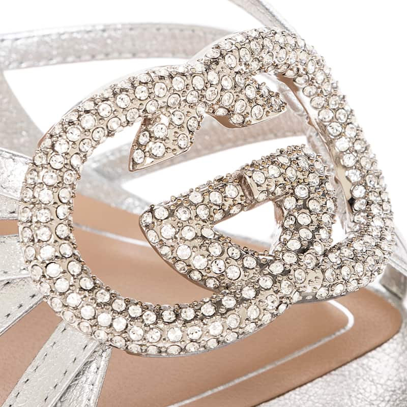 Gucci Slide Sandals with Crystal Interlocking G