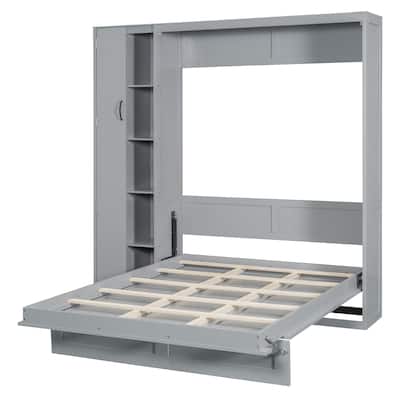 Multi-Function Murphy Wall Bed with 8-10" Mattress, Plywood Frame, Shelves, and Practical Storage
