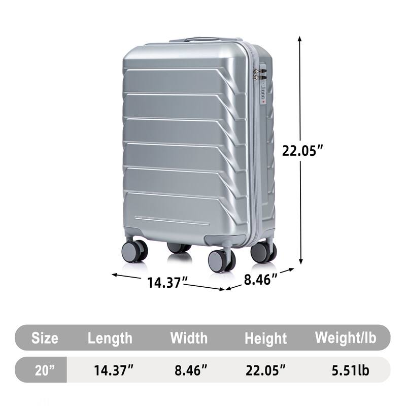 20 Inch ABS Hard Shell Travel Checked Luggage, Scratch Resistant Surface Four Multi-Directional Wheels, With Combination Lock