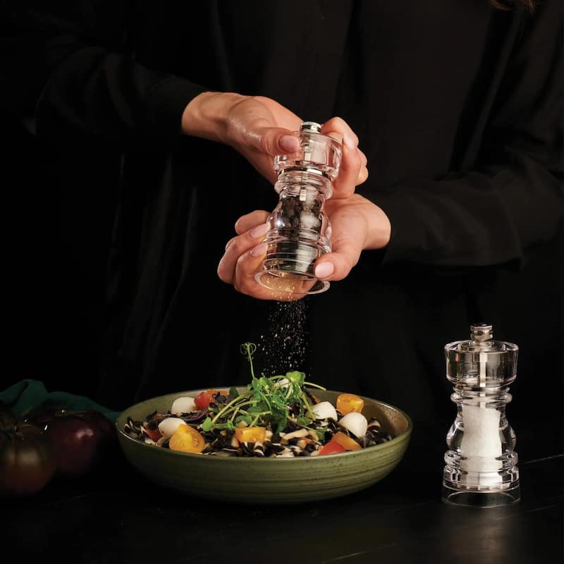 Cole & Mason London Acrylic Salt Mill 7" - Adjustable Ceramic Mechanism, Clear Durable Kitchen Mill