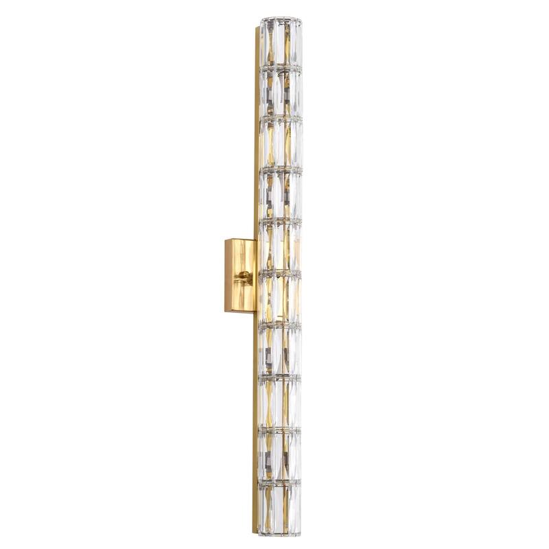 9 Light Gold Metal Wall Sconce With Clear Crystal Accents