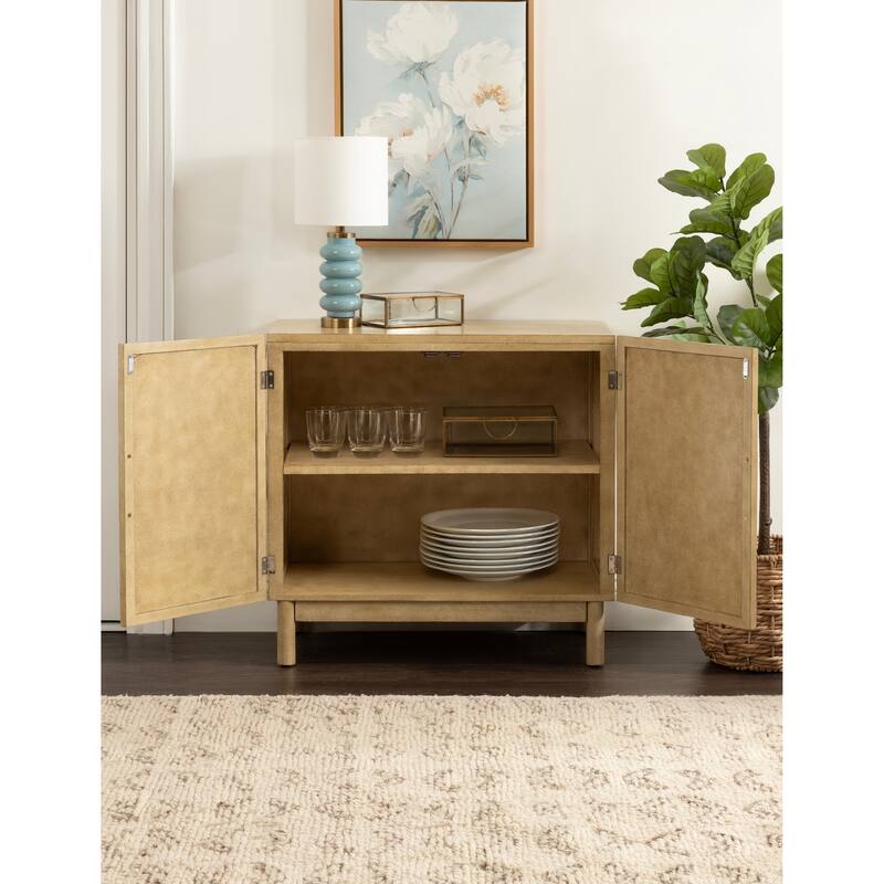 Kate and Laurel Ori Rattan Accent Floor Cabinet - 30x15x31