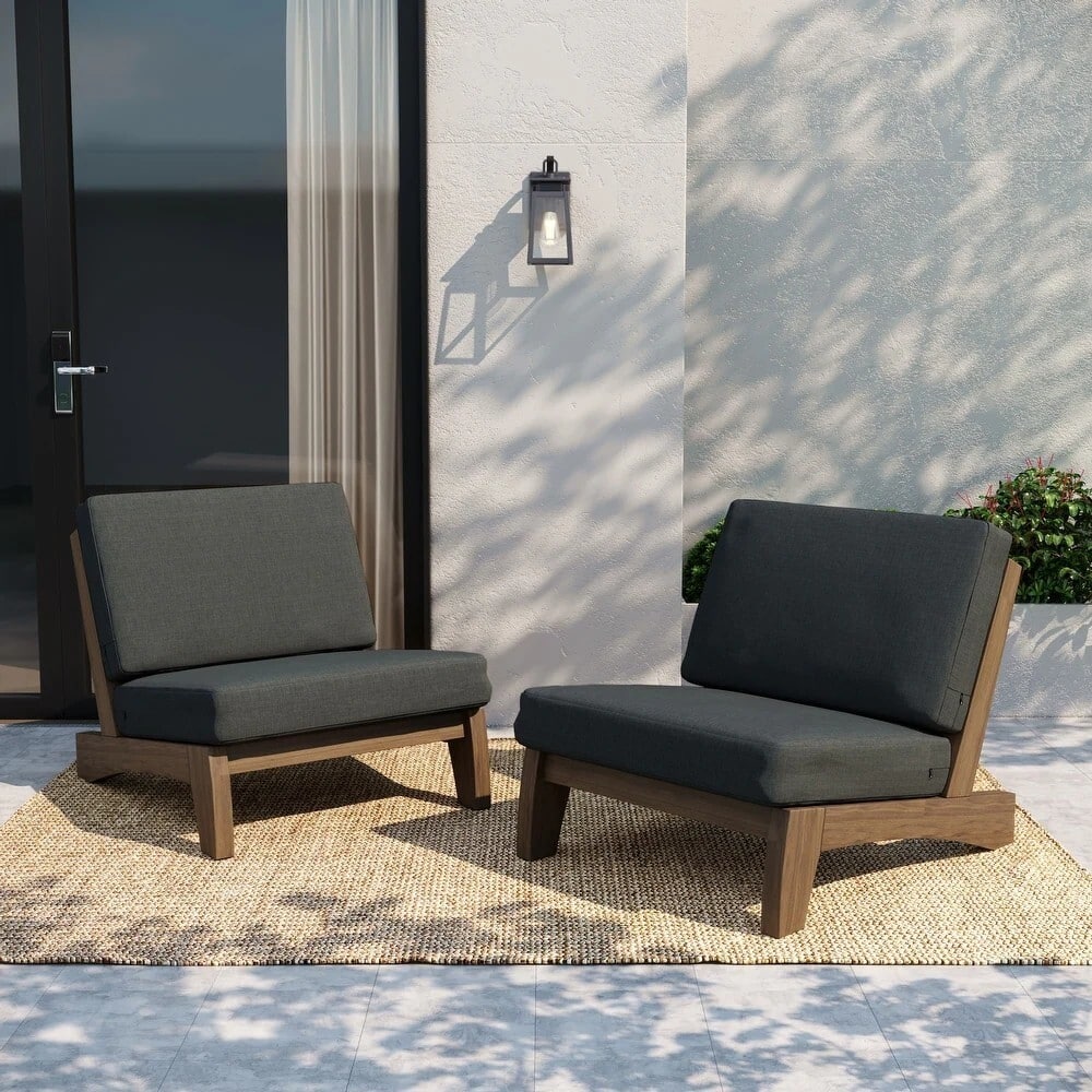 2 Set Patio Acacia Wood Outdoor Chair