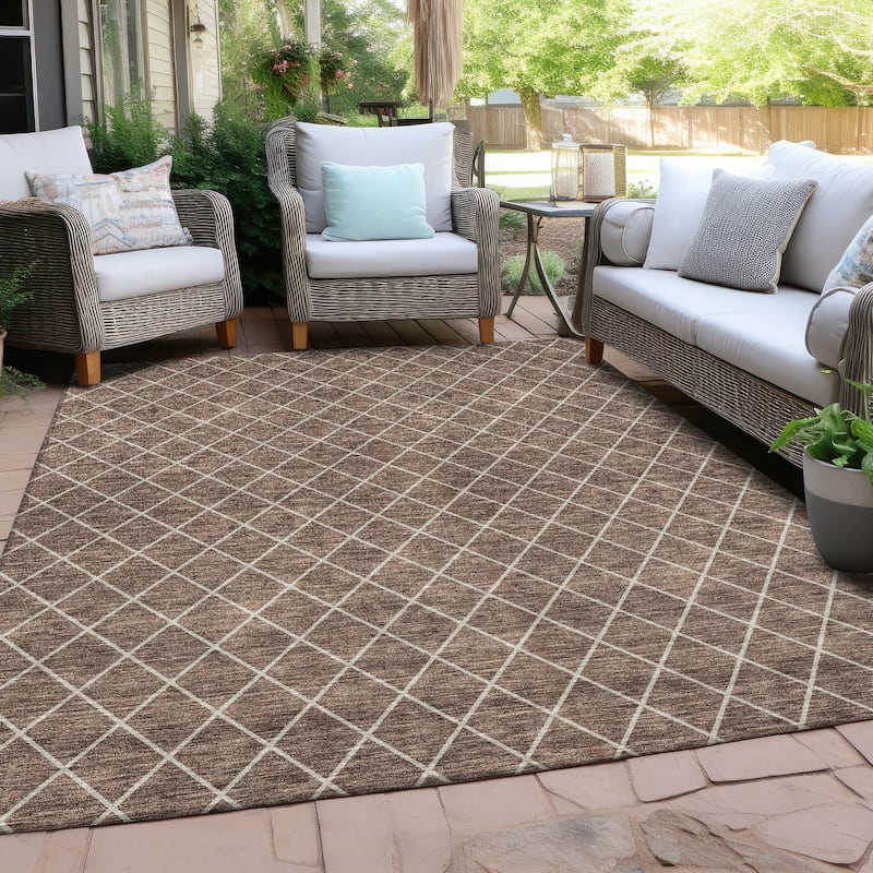 Machine Washable Indoor/ Outdoor Chantille Diamond Trellis Rug - Brown - 2'6" x 3'10"