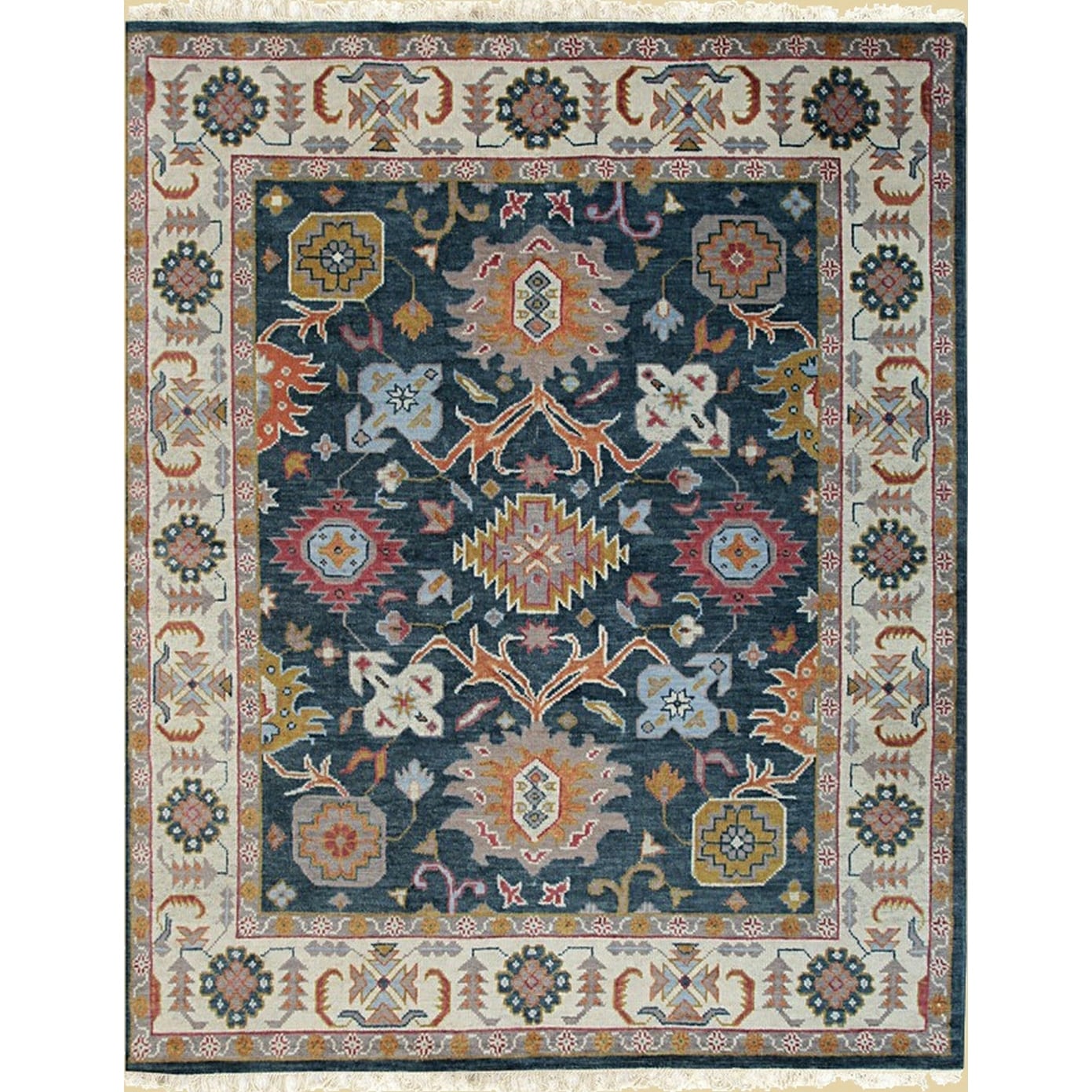 Home Decor EORC Hand-Knotted Wool Colorful Oushak Classic Rug, Charcoal Luxurious & Timeless Area Rug for Adding Sophistication
