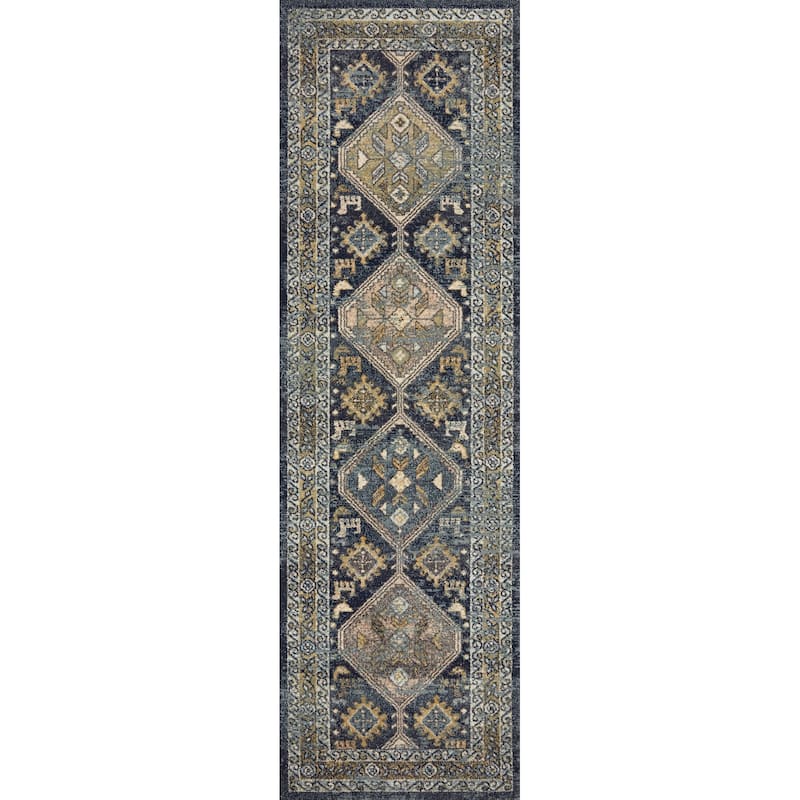 Alexander Home Luxe Antiqued-Diamond Motif Distressed Area Rug