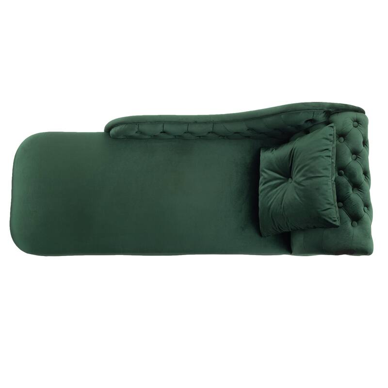 Christopher Knight Home - Bressi Modern Velvet Upholstered Chaise Lounge with Tufted Backrest, Nailhead Trim & Pillow