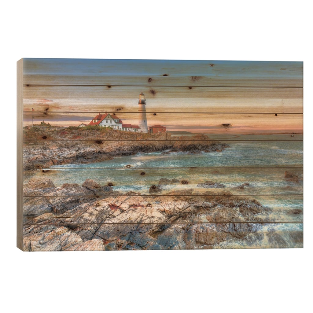 Portland Sunrise Print On Wood by David Gardiner - Multi-Color
