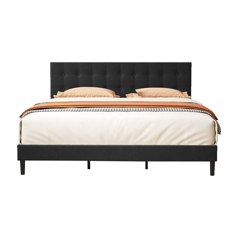 Alazyhome Square Tufted Upholstered Platform Bed Frame