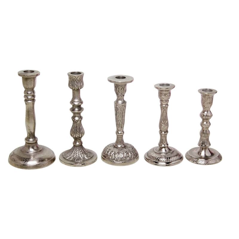 Set of 5 Raw Alum. Candle Sticks - RAW NICKEL - RAW NICKEL