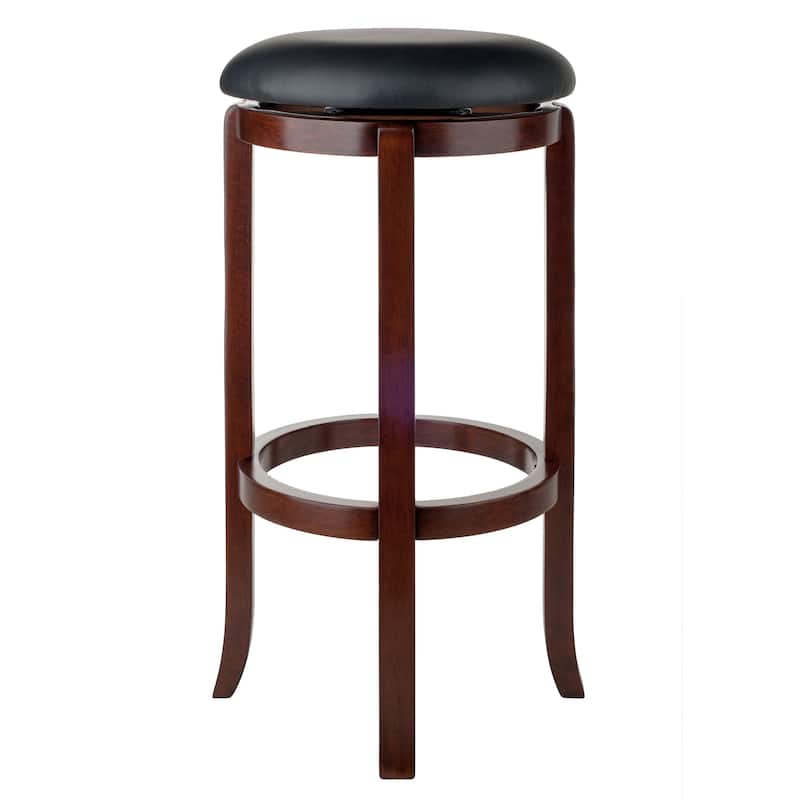 Cushion Swivel Seat Bar Stool, Black and Walnut - 16.97 x 16.97 x 30.24 inches