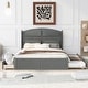 preview thumbnail 3 of 26, Queen Size Platform Bed with Twin Size Trundle and 2-Drawers for Bedroom, No Box Spring Required, Easy Assembly, Antique Grey