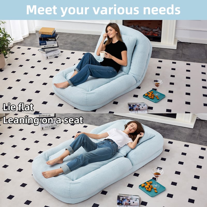 Roomfitters Folding Sofa Chair with 5 Adjustable Positions, Velvet Floor Lounge Chair for Gaming