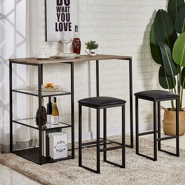 Shop Vecelo Home Kitchen Bar Table Sets Counter Dining Table Sets 3pcs 2 Options On Sale Overstock 26054893