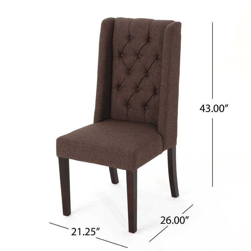 Wingback Upholstered Dining Chairs Set of 2, Fabric Side Dining Room Chairs with Tufted Button, Home Kitchen Wood Chairs