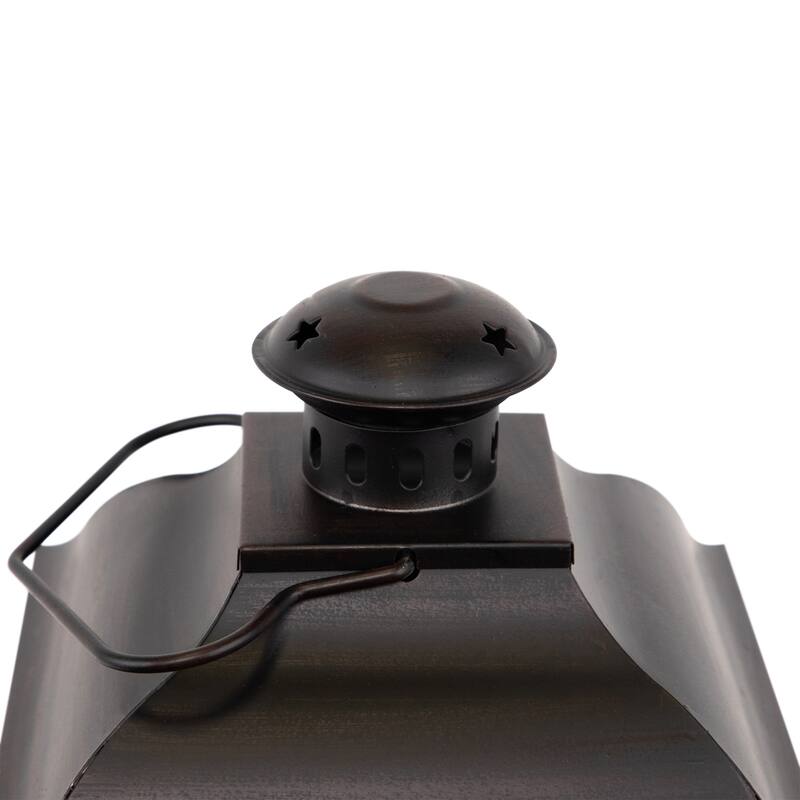 Distressed Mission Style Metal Candle Lanterns - 19.5" - Black - Set of 3