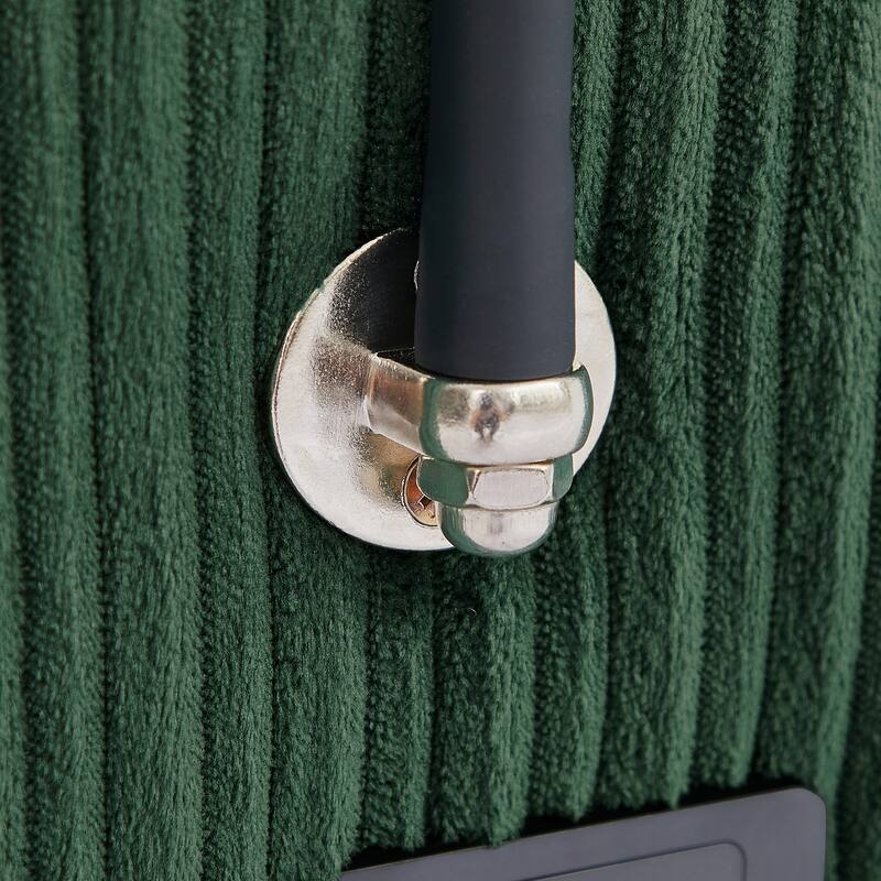 41.7" Modern Green Corduroy Sofa with Storage, Ottoman, USB Ports, Cup Holders & Phone Holder