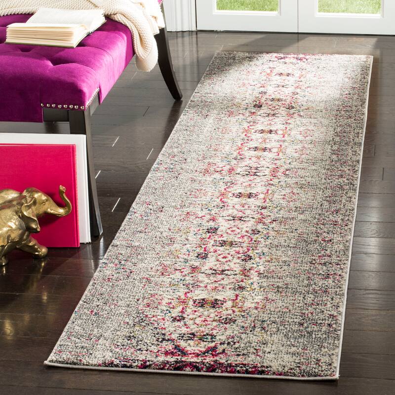 SAFAVIEH Monaco Blandine Distressed Boho Rug - 2'2" x 10' Runner - Grey/Ivory - Runner