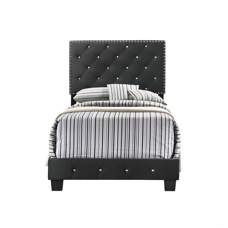 Twin Size Velvet Platform Bed with Sturdy Frame and Easy Assembly