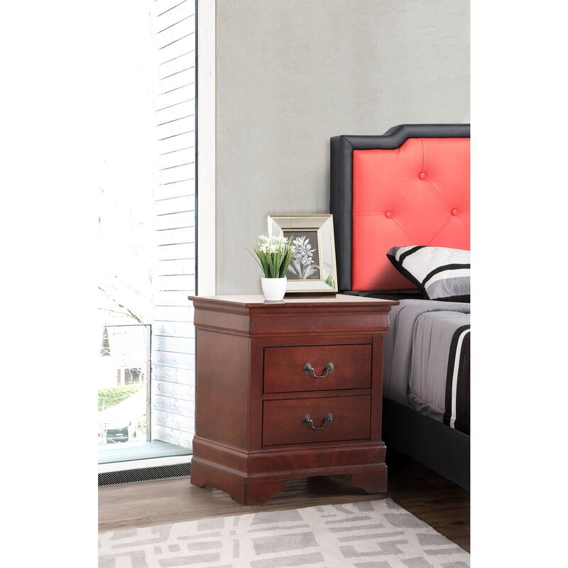 Cherry Nightstand 24x22x16 with One Spacious Drawer, Compact Bedside Table for Bedroom Storage and Warm Stylish Accent
