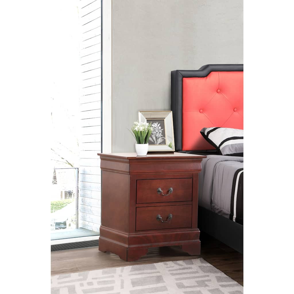 Cherry Nightstand 24x22x16 with One Spacious Drawer, Compact Bedside Table for Bedroom Storage and Warm Stylish Accent