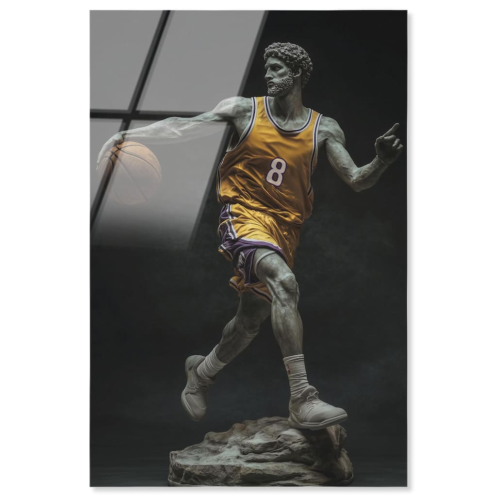 Basketball Yellow Uniform Acrylic by Art Remedy, Ready to Hang