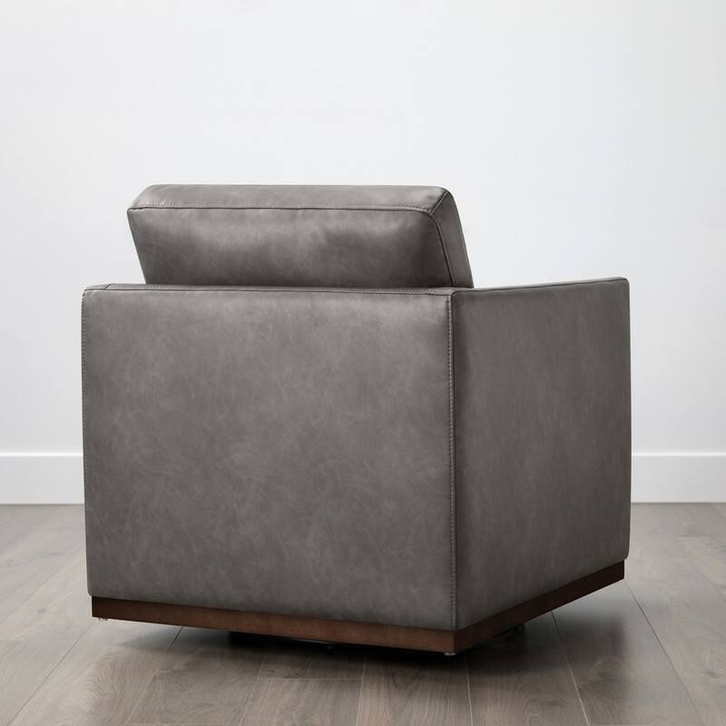 Spruce & Spring Modern Swivel Accent Chair with Wooden Base