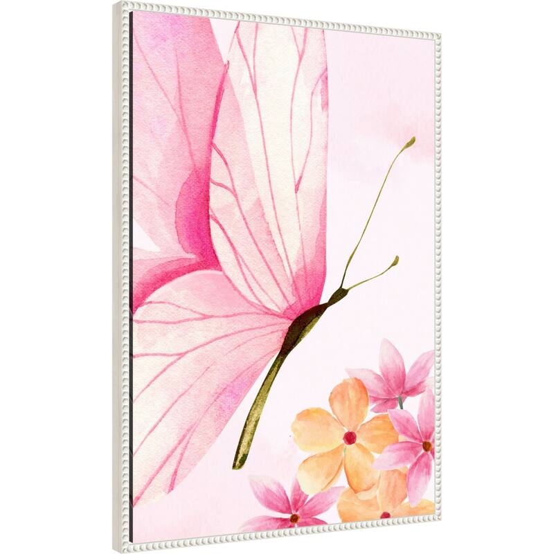 Pink Floral Butterfly by Saskia Michele Framed Canvas Wall Art Print