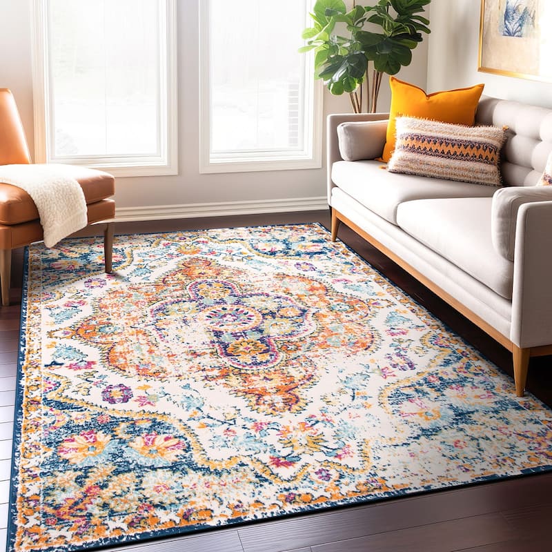 The Curated Nomad Sunset Distressed Vintage Bohemian Rug - 7' 10" x 10' - Multi