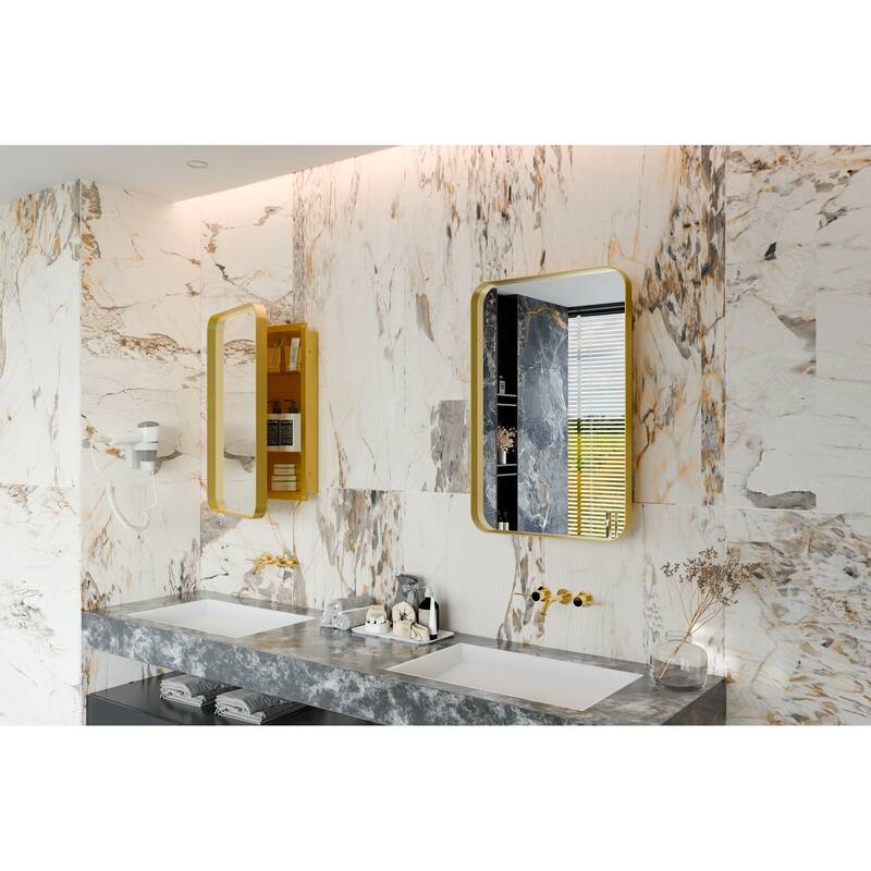 20x30 Inch Recessed Metal Framed Medicine Cabinet