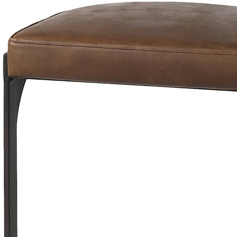 Faux Leather Backless Metal Bar Stools with Footrest