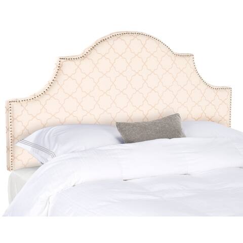 Safavieh Hallmar Pale Pink/ Beige Upholstered Arched Headboard - Silver Nailhead (Full)