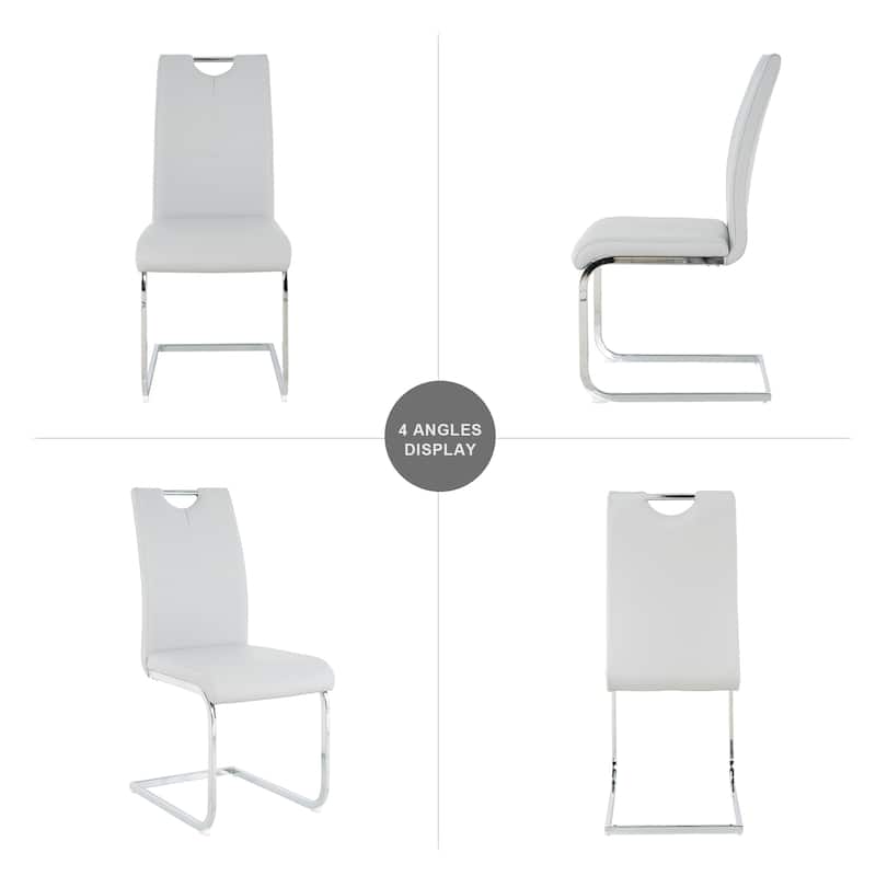 4 Pieces Dining Living Room Chairs, Upholstered Chairs for Reception Areas, Grey Restaurants Breakfast Chairs Side Chairs