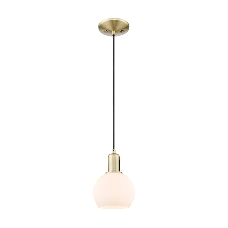 Innovations Lighting Endless Possibilities Arcadia - Athens - 1 Light 6" Cord Hung Mini Pendant - Antique Brass/Matte White